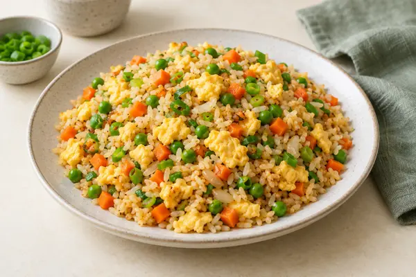 Vegetable Egg Fried Rice — AI-generated serving illustration
