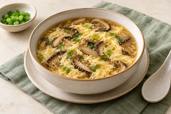 Mushroom Egg Drop Soup — AI-generated serving illustration