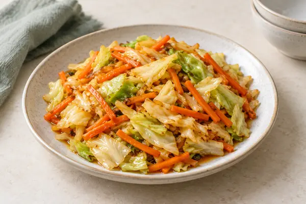 Cabbage & Carrot Stir-Fry — AI-generated serving illustration