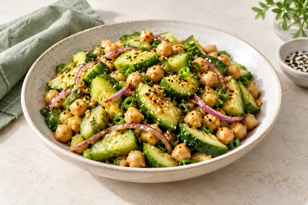 Sesame Cucumber Chickpea Salad — AI-generated serving illustration