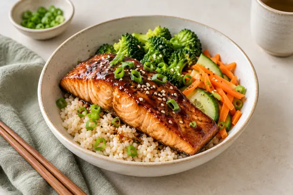 Salmon Teriyaki Bowls — AI-generated serving illustration