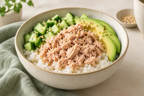 Tuna Cucumber Rice Bowls — AI-generated serving illustration