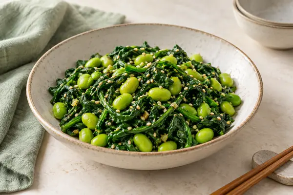 Sesame Spinach & Edamame — AI-generated serving illustration
