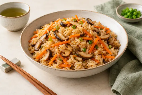Carrot Mushroom Rice — AI-generated serving illustration