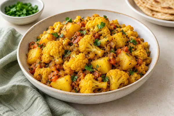 Cauliflower & Potato Aloo Gobi — AI-generated serving illustration