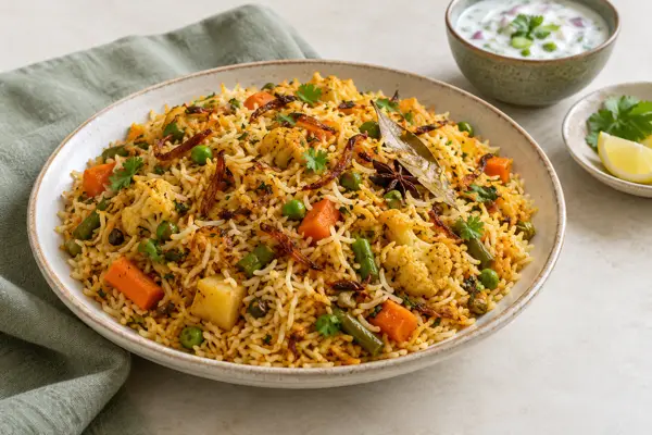 Vegetable Biryani — AI-generated serving illustration