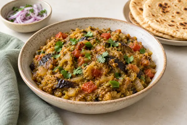 Roasted Eggplant Bharta — AI-generated serving illustration