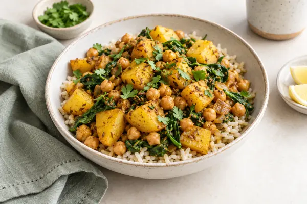 Cumin Potato Chickpea Bowls — AI-generated serving illustration
