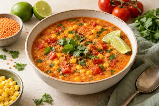 Serving illustration: Mexican-Inspired Coconut Lentil Soup