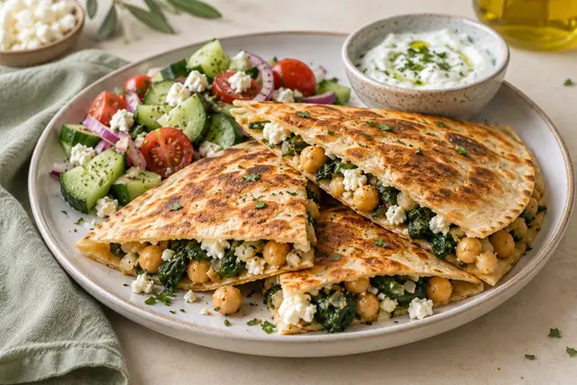 Serving illustration: Greek-Inspired Chickpea Quesadillas