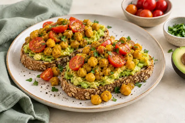 Serving illustration: Curried Chickpea Avocado Toast