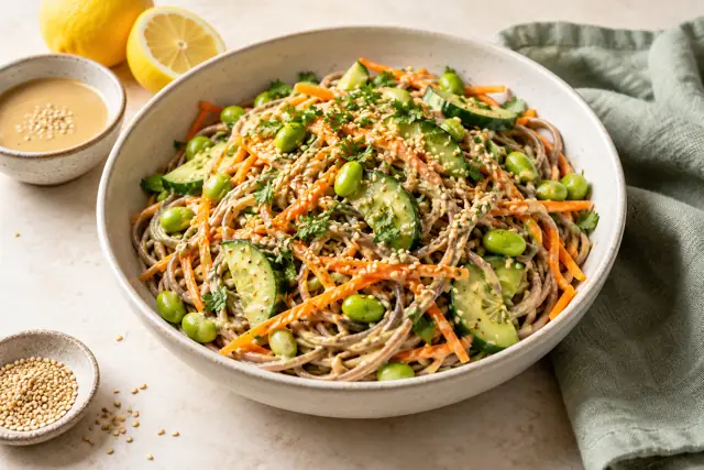 Serving illustration: Lemon Tahini Soba Noodles