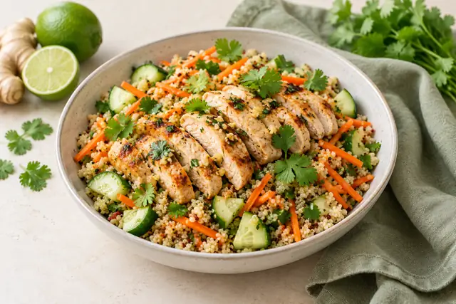 Serving illustration: Ginger Lime Chicken Quinoa Salad