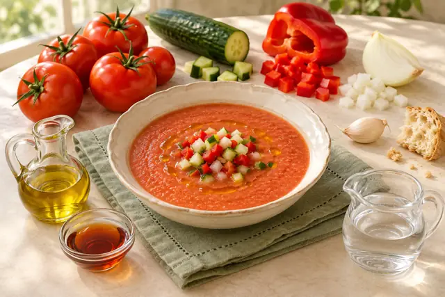 Serving illustration: Gazpacho-style chilled tomato soup