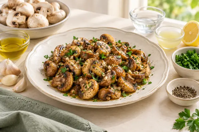 Serving illustration: Garlic mushrooms