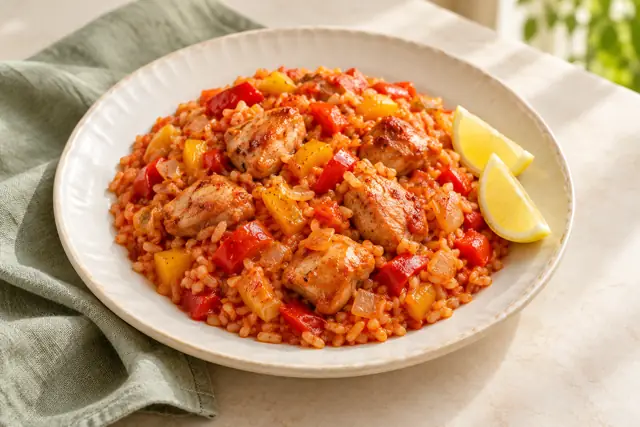 Serving illustration: Chicken & pepper rice