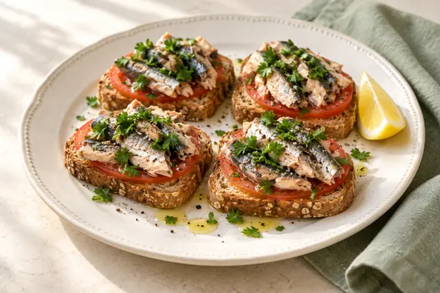 Serving illustration: Lemon-parsley sardine toast