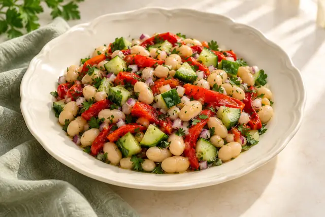 Serving illustration: White bean & roasted pepper salad