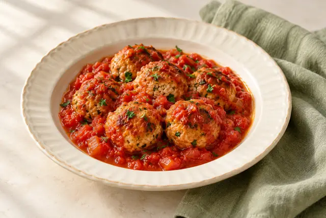 Serving illustration: Turkey meatballs in tomato sauce