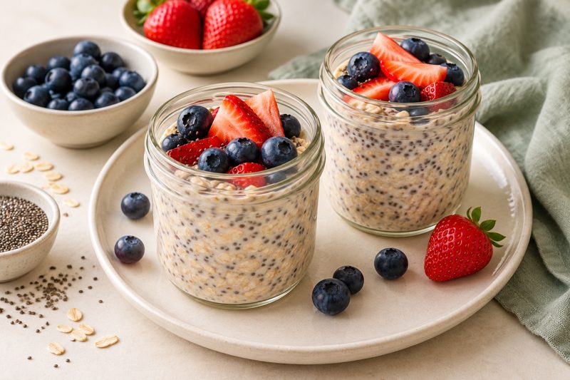 Serving illustration: Berry–Chia Overnight Oats