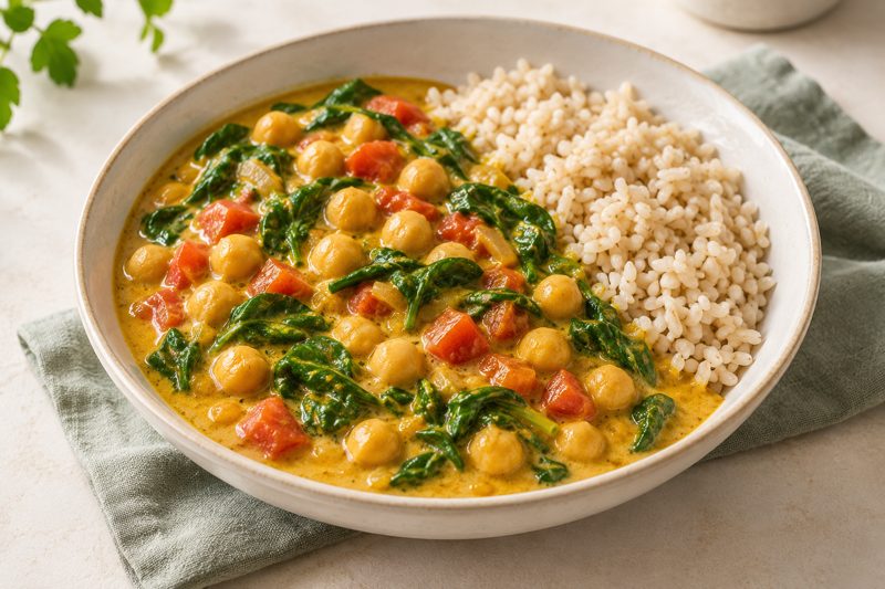 Serving illustration: Chickpea Spinach Coconut Curry